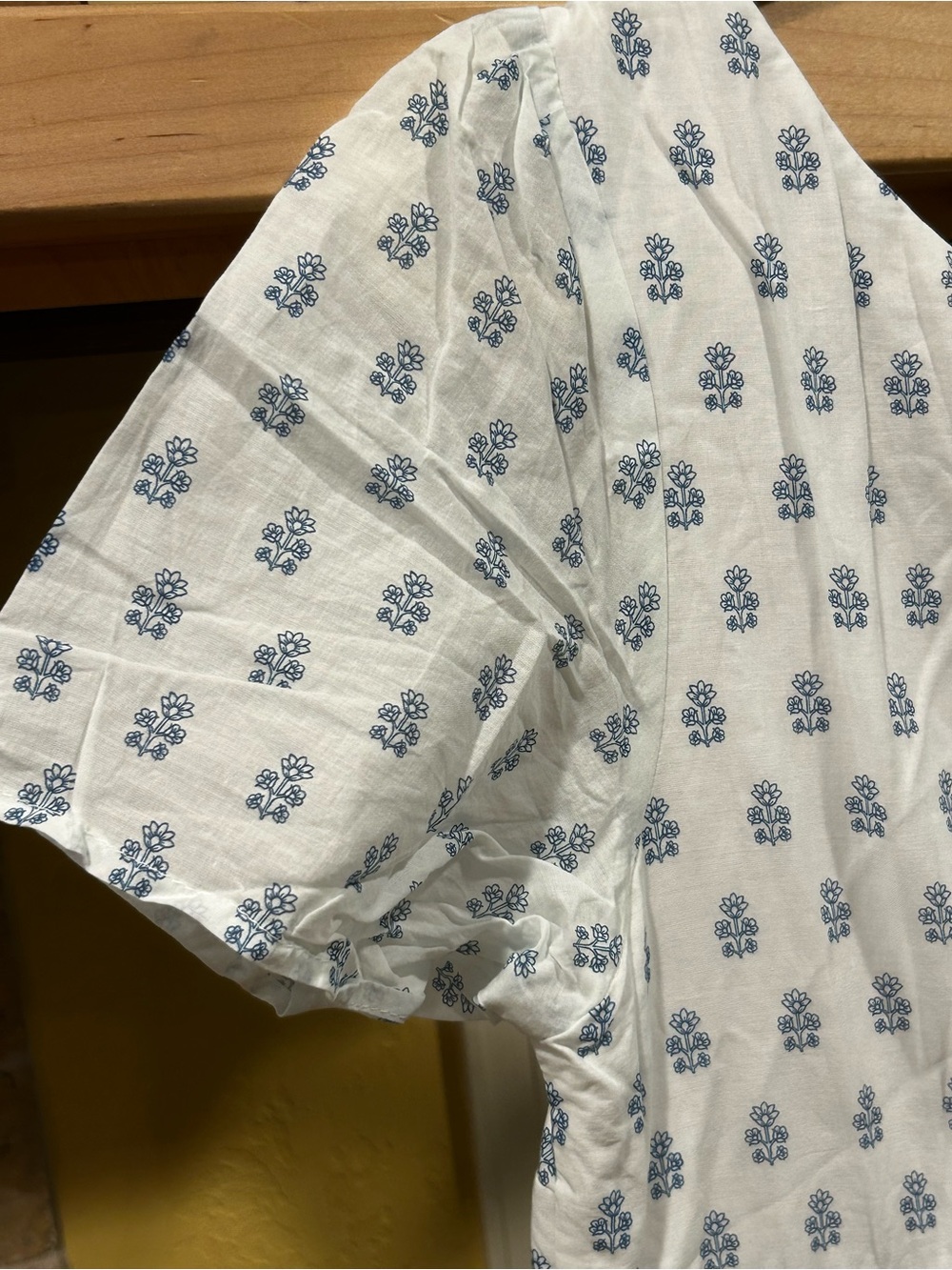 eShakti Cotton Dress NWOT blue Indian floral block print maxi voile-lined 16w - Picture 6 of 16
